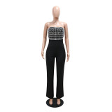 Women Fashion Beaded Strapless Slim Sexy Jumpsuit