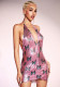 Women's Sexy Strap Butterfly Print Deep V Low Back Short Nightclub Sequin Dress