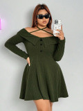 Autumn And Winter Plus Size Women's Sexy Trendy Halter Neck Off-Shoulder Short Dress