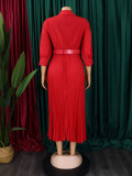 Women's Autumn Fashion Chic Solid Color Plus Size Dress