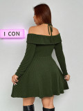 Autumn And Winter Plus Size Women's Sexy Trendy Halter Neck Off-Shoulder Short Dress