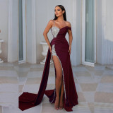 Women's Sexy Elegant Shiny Slit Evening Dress