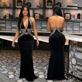 Sexy Halter Neck Low Back Fashion Sleeveless Slim Long Party Evening Dress