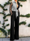 Spring Summer Women's Sexy Lace Patchwork Bell Bottom Jumpsuit
