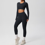 Women Solid Running Fitness Sports Yoga Clothes Two Piece Set