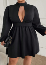 Autumn And Winter Plus Size Women's Sexy Half-High Collar Elegant Short Dress Autumn And Winter Plus Size Women's Sexy Half-High Collar Elegant Short Dress