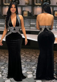Sexy Halter Neck Low Back Fashion Sleeveless Slim Long Party Evening Dress
