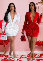 Women Fashion Sexy V-Neck Solid Color Long Sleeve Bodycon Short Evening Dress Women Fashion Sexy V-Neck Solid Color Long Sleeve Bodycon Short Evening Dress