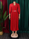 Women's Autumn Fashion Chic Solid Color Plus Size Dress