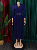 Women's Autumn Fashion Chic Solid Color Plus Size Dress