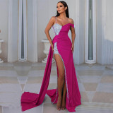 Women's Sexy Elegant Shiny Slit Evening Dress