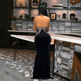 Sexy Halter Neck Low Back Fashion Sleeveless Slim Long Party Evening Dress