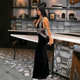 Sexy Halter Neck Low Back Fashion Sleeveless Slim Long Party Evening Dress