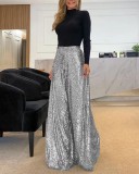 Women's Solid Color High Waist Wide-Leg Pants