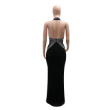 Sexy Halter Neck Low Back Fashion Sleeveless Slim Long Party Evening Dress