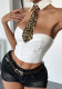 Women Halter Neck Wild Leopard Tie Sexy Crop Vest