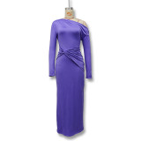 Women Fall and Winter Sexy Slash Shoulder Long Sleeve Bodycon Dress