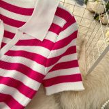 Women Metal Button Slit Knitting Dress
