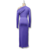 Women Fall and Winter Sexy Slash Shoulder Long Sleeve Bodycon Dress