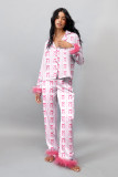 Women Spring Casual Style Printed Home Pajama Set