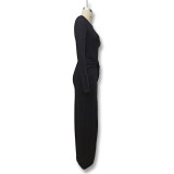 Women Fall and Winter Sexy Slash Shoulder Long Sleeve Bodycon Dress