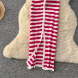 Women Metal Button Slit Knitting Dress