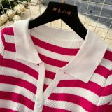 Women Metal Button Slit Knitting Dress