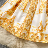 Women French Suspender Printed Strapless Dress