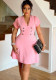Women Winter Solid Short Sleeve V-Neck Dress