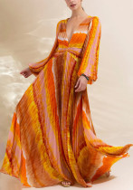 Women V-Neck Long Sleeve Beach Holidays Print One-Piece Swimsuit Two Piece Women V-Neck Long Sleeve Beach Holidays Print One-Piece Swimsuit Two Piece