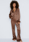 Women Pajamas Feather Casual Home Clothes Pajama Set