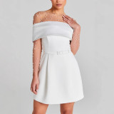 Women Spring Summer Long Sleeve Basics Beaded Patchwork Bodysuit