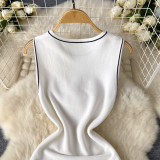 Women Sleeveless Round Neck Striped Dress