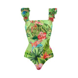 Women Holidays Beach Print One-Piece Swimsuit Two Piece