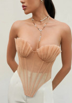 Women Pleated Wrap-Chested Fishbone Shaper
