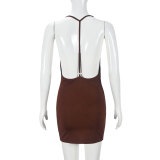 Women sexy sling v-neck Backless Bodycon Dress