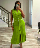 Women Retro V-Neck Sleeveless Hollow Knitting Dress