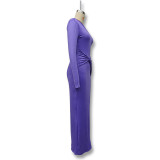 Women Fall and Winter Sexy Slash Shoulder Long Sleeve Bodycon Dress