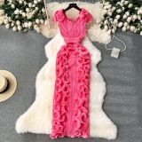 Women Formal Party Pleated Ruffle Dress