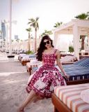 Women French Suspender Printed Strapless Dress