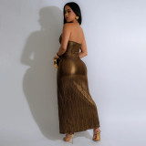 Women sexy V-neck high slit sleeveless party dress