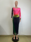 Women double mesh elegant long sleeve dress
