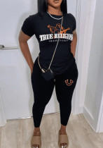 Women sexy printed short-sleeved Top and Pants Two Piece Women sexy printed short-sleeved Top and Pants Two Piece