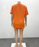 African Fashion Solid Color Short-Sleeved Top High Waist Shorts Women Two-Piece Set