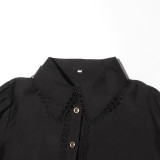 Elegant spring single-breasted shirt ruffled short skirt two-piece suit