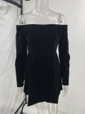 Women's Velvet diamond off shoulder short dress