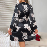 Autumn women's nightgown sexy lace home clothes bathrobe pajamas
