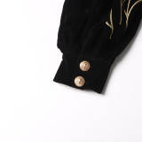 spring embroidery lace-up design short dress