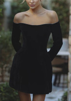 Women's Velvet diamond off shoulder short dress