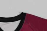 spring contrasting fashion printed loose Casual sports long sleeve jersey v-neck top